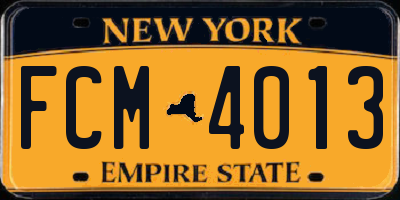 NY license plate FCM4013