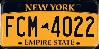 NY license plate FCM4022