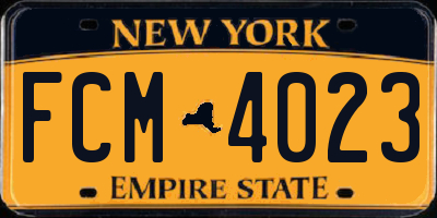 NY license plate FCM4023