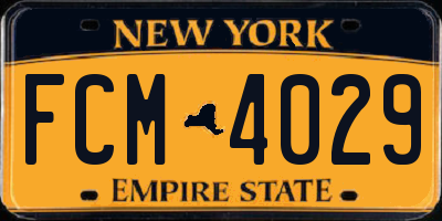 NY license plate FCM4029