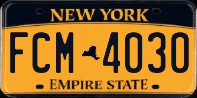 NY license plate FCM4030