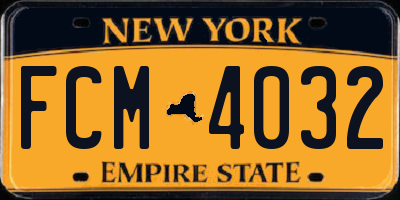 NY license plate FCM4032