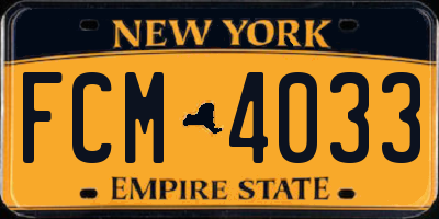 NY license plate FCM4033