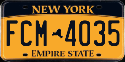NY license plate FCM4035