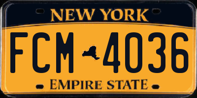 NY license plate FCM4036