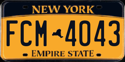 NY license plate FCM4043