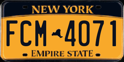 NY license plate FCM4071