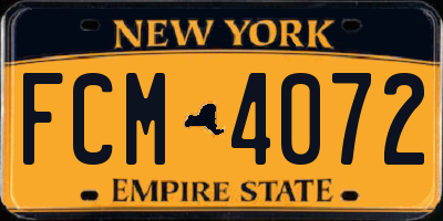 NY license plate FCM4072