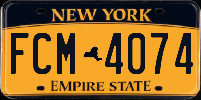 NY license plate FCM4074