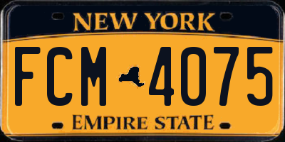 NY license plate FCM4075