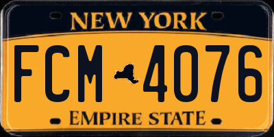 NY license plate FCM4076