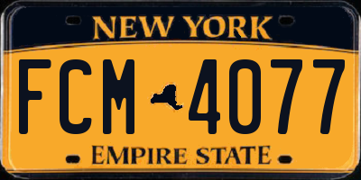 NY license plate FCM4077