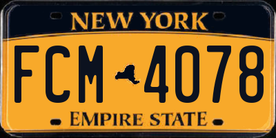 NY license plate FCM4078