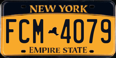 NY license plate FCM4079