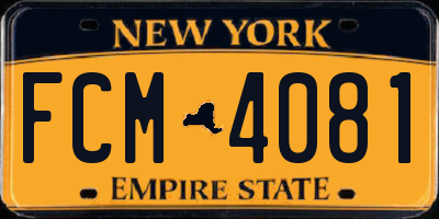 NY license plate FCM4081