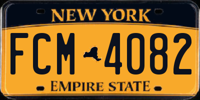 NY license plate FCM4082