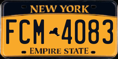 NY license plate FCM4083