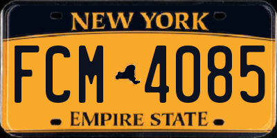 NY license plate FCM4085