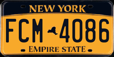 NY license plate FCM4086