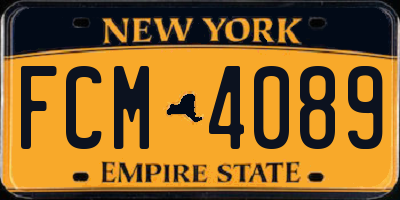 NY license plate FCM4089