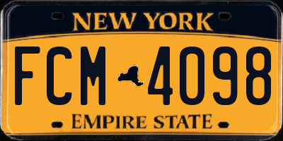 NY license plate FCM4098