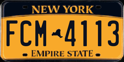 NY license plate FCM4113