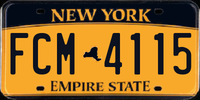 NY license plate FCM4115