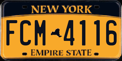 NY license plate FCM4116