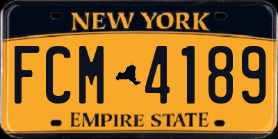 NY license plate FCM4189
