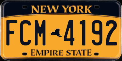 NY license plate FCM4192