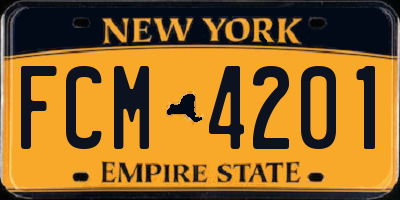 NY license plate FCM4201