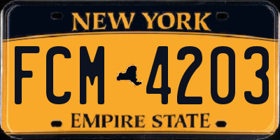 NY license plate FCM4203