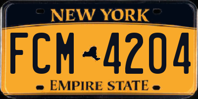 NY license plate FCM4204