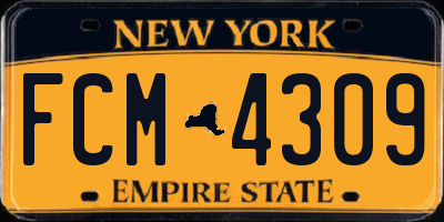 NY license plate FCM4309