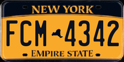 NY license plate FCM4342
