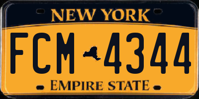 NY license plate FCM4344