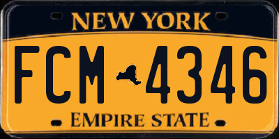 NY license plate FCM4346