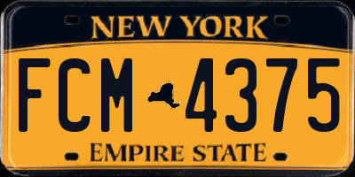 NY license plate FCM4375