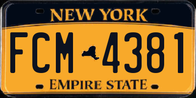 NY license plate FCM4381