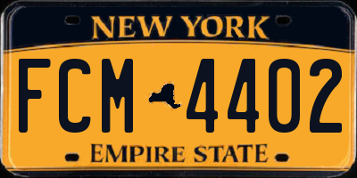 NY license plate FCM4402