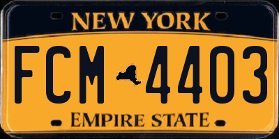 NY license plate FCM4403