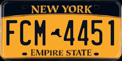 NY license plate FCM4451