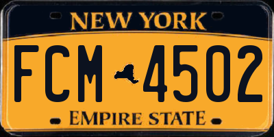 NY license plate FCM4502