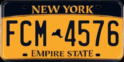 NY license plate FCM4576