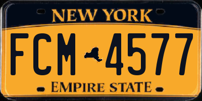 NY license plate FCM4577