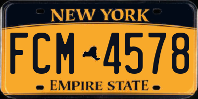 NY license plate FCM4578