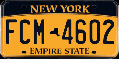 NY license plate FCM4602