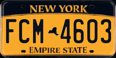 NY license plate FCM4603