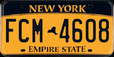 NY license plate FCM4608