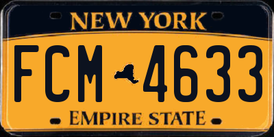 NY license plate FCM4633